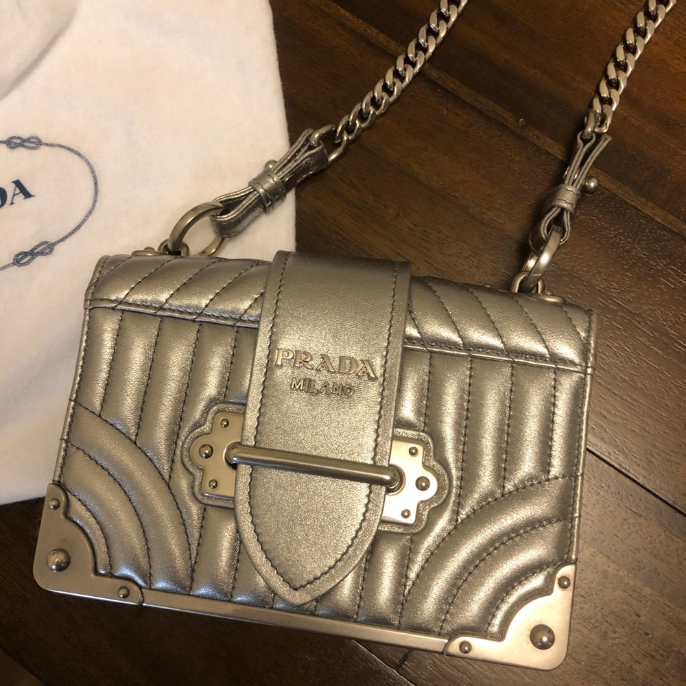 prada silver small crossbody